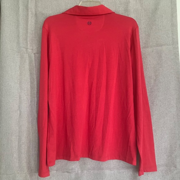 Womens red collar long sleeve soft cotton top. Size large gray for layering. - Picture 7 of 8